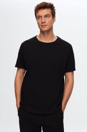 تی شرت مشکی مردانه اسلیم فیت یقه گرد تکی کد 822705223