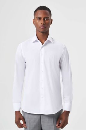 پیراهن سفید مردانه رگولار پوپلین کد 790286196