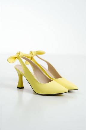 کفش استایلتو زرد پاشنه نازک پاشنه متوسط ( 5 - 9 cm ) کد 654558215