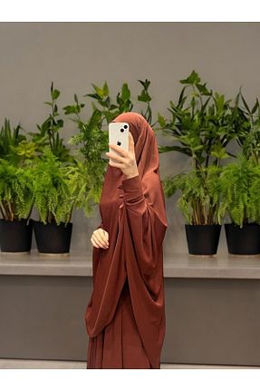 کلاه و ابایا نارنجی زنانه بافتنی Genel Markalar - کد 799209771