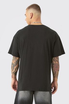 تی شرت مشکی مردانه اورسایز یقه گرد کد 831146111