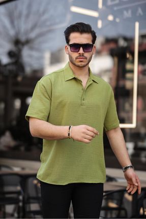 پیراهن سبز مردانه بامبو یقه پیراهنی کد 828140237