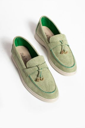 کفش لوفر سبز زنانه جیر پاشنه متوسط ( 5 - 9 cm ) کد 789283489