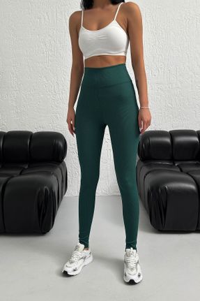 ساق شلواری سبز زنانه بافت لیکرا اسلیم فاق بلند کد 801213014