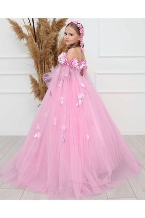 لباس مجلسی و فارغ التحصیلی صورتی بچه گانه توری Kids - کد 826019558