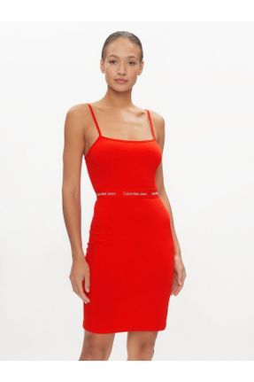 لباس قرمز زنانه تریکو تریکو رگولار آستین-کوتاه کد 812175715