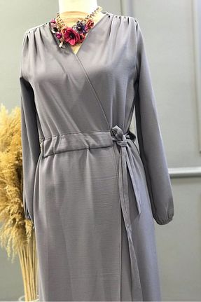 کلاه و ابایا طوسی زنانه بافتنی Ebrar - کد 96130239