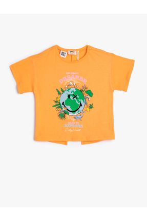 تی شرت نارنجی بچه گانه پنبه (نخی) یقه گرد ریلکس تکی کد 705382472