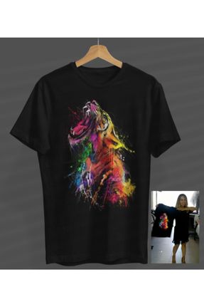 تی شرت مشکی زنانه رگولار یقه گرد طراحی کد 87705718