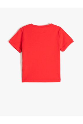 تی شرت قرمز بچه گانه رگولار یقه گرد پنبه (نخی) کد 669308924