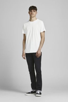 تی شرت سفید مردانه ریلکس یقه گرد تکی کد 135552581