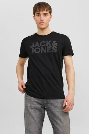 تی شرت مشکی مردانه رگولار یقه گرد تکی کد 696165233