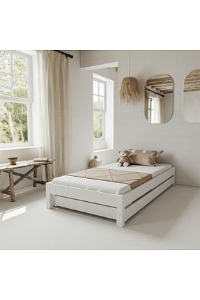 چارچوب تخت سفید چوب RENAZZO - کد 761768278