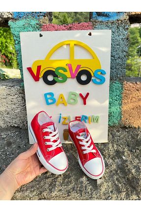 کفش اسنیکر قرمز بچه گانه بند دار VOSVOSBABYSTORE - کد 141181469