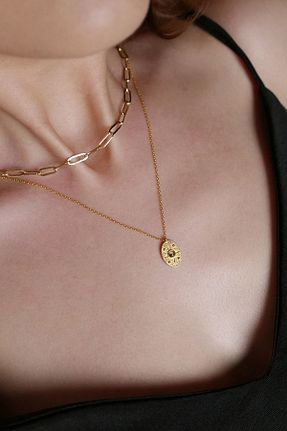 گردنبند نقره طلائی زنانه 18 عیار Stelart - کد 43454243