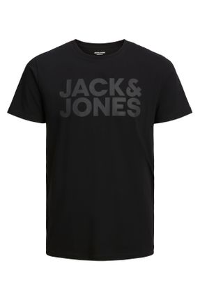 تی شرت مشکی مردانه یقه گرد رگولار تکی کد 696165233