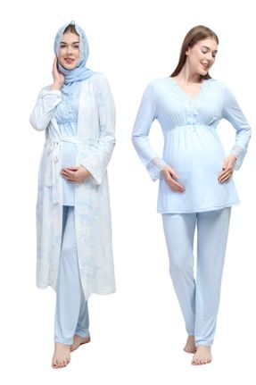 ست لباس راحتی حاملگی آبی زنانه پنبه (نخی) کد 814537315