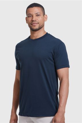 تی شرت سرمه ای مردانه یقه گرد اسلیم فیت تکی بیسیک کد 833286052