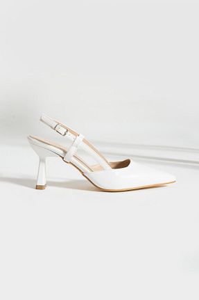 کفش پاشنه بلند کلاسیک سفید زنانه چرم لاکی Gökçe Shoes - کد 838471283