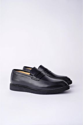 کفش کلاسیک مشکی مردانه چرم طبیعی پاشنه کوتاه ( 4 - 1 cm ) پاشنه ساده کد 664279245
