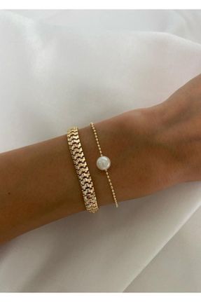 دستبند جواهر طلائی زنانه روکش طلا کد 411874125