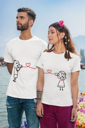 تی شرت سفید زنانه پنبه - پلی استر یقه گرد ریلکس 2