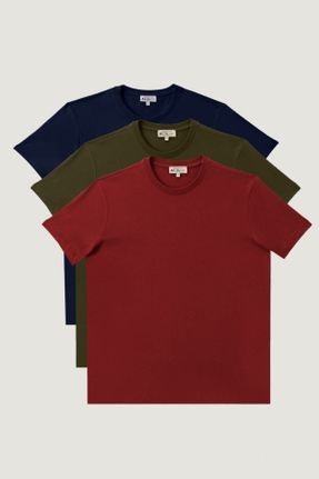 تی شرت زرشکی مردانه یقه گرد 3