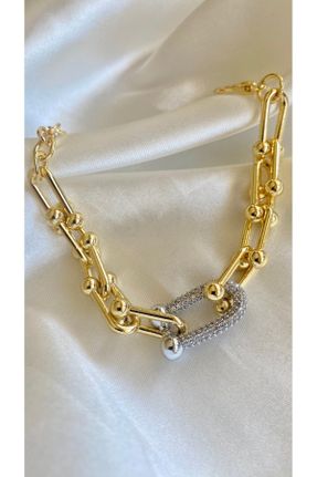 دستبند استیل طلائی زنانه فولاد ( استیل ) کد 826034766