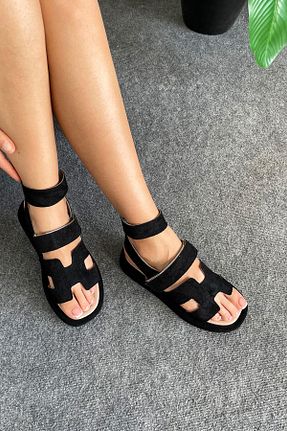 صندل مشکی زنانه پاشنه تخت wolk shoes - کد 838717023