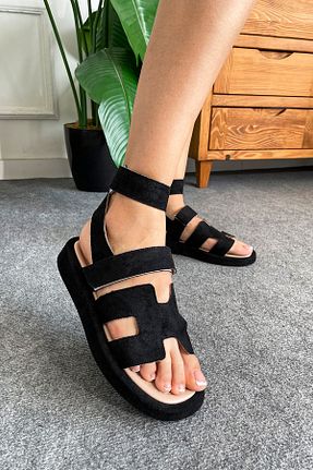 صندل مشکی زنانه پاشنه تخت wolk shoes - کد 838717023
