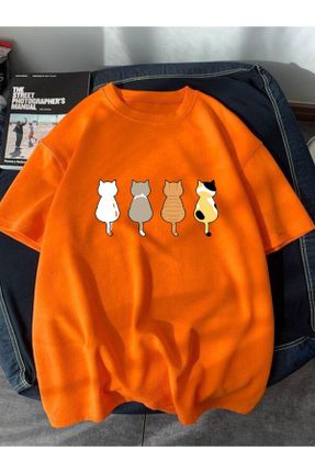 تی شرت نارنجی زنانه اورسایز کد 826547052