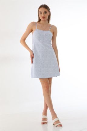 لباس آبی زنانه بافت آسیمتریک بند دار کد 691175411