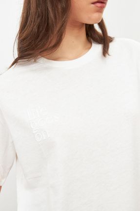 تی شرت نباتی زنانه اورسایز یقه گرد پنبه - پلی استر تکی طراحی کد 817902672