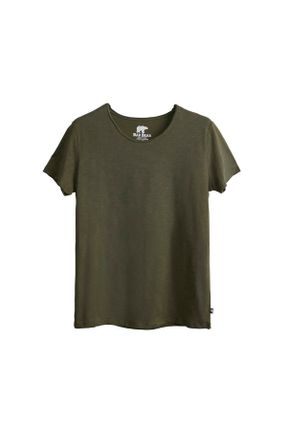 تی شرت خاکی مردانه رگولار یقه گرد تکی کد 659035071