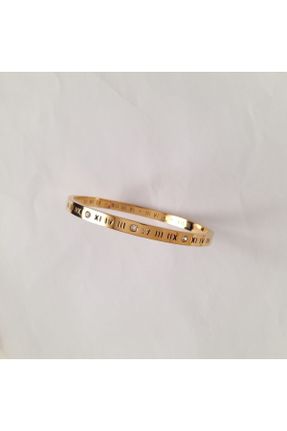 دستبند استیل طلائی زنانه فولاد ( استیل ) کد 90555509