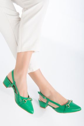کفش پاشنه بلند کلاسیک سبز زنانه چرم مصنوعی پاشنه ضخیم پاشنه کوتاه ( 4 - 1 cm ) کد 796096878