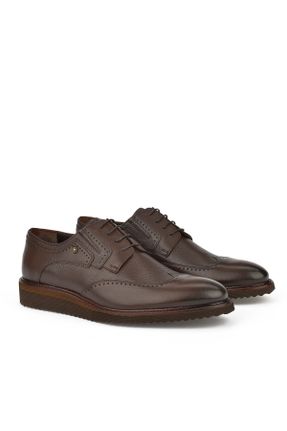 کفش کلاسیک قهوه ای مردانه چرم طبیعی پاشنه کوتاه ( 4 - 1 cm ) پاشنه ساده کد 741612765