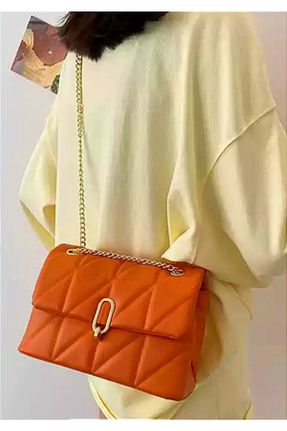 کیف دوشی نارنجی زنانه چرم مصنوعی کد 359511064