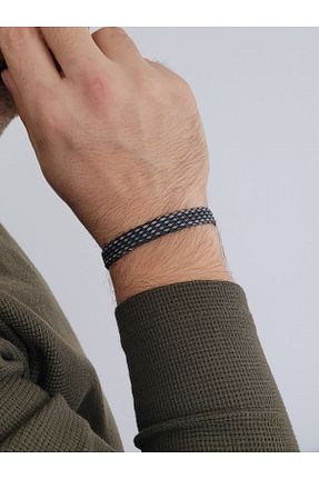دستبند نقره مشکی مردانه 925 عیار Piyera Silver - کد 797036544