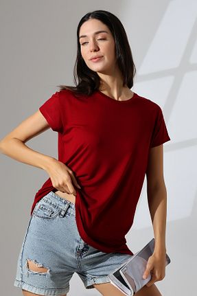 تیشرت زرشکی زنانه اورسایز Endies - کد 838871113