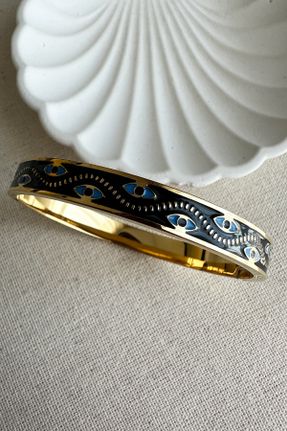 دستبند استیل طلائی زنانه فولاد ( استیل ) کد 838848260