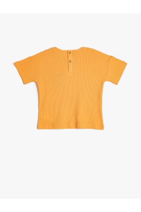 تی شرت نارنجی بچه گانه رگولار یقه گرد پنبه (نخی) تکی کد 719189316