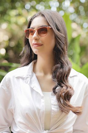 عینک آفتابی قهوه ای زنانه UV400 URZGLASSES - کد 835710144