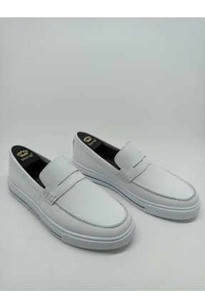 کفش کژوال سفید مردانه چرم طبیعی پاشنه کوتاه ( 4 - 1 cm ) پاشنه ساده کد 728739191