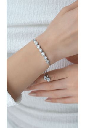 دستبند نقره سفید زنانه 925 عیار Gümüş Çadırım - کد 838370826