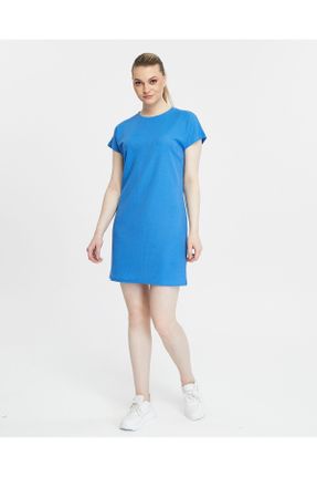 لباس آبی زنانه بافت بافتنی راحت آستین-کوتاه کد 821105872