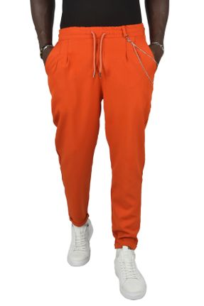 شلوار نارنجی مردانه پنبه - پلی استر - الاستن بافتنی پاچه دوبل فاق کشی جاگر کد 838981422