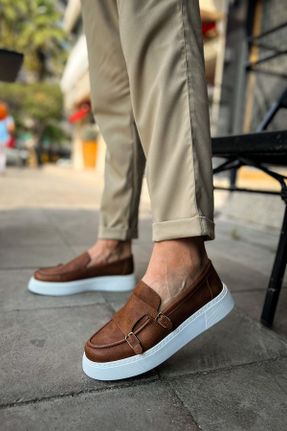 کفش کلاسیک قهوه ای مردانه چرم مصنوعی پاشنه کوتاه ( 4 - 1 cm ) پاشنه ساده کد 839029823