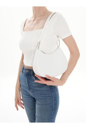 کیف دوشی سفید زنانه چرم مصنوعی کد 822720014
