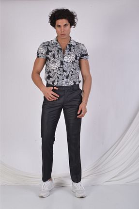 شلوار پارچه ای طوسی مردانه فاق نرمال SORALLİNE - کد 121218165